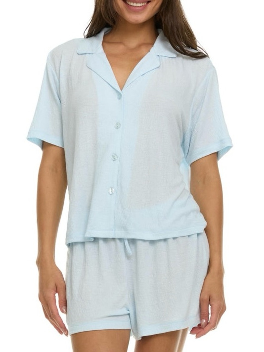 Flora Nikrooz Light Blue Short Sleeve Button Pajama Set